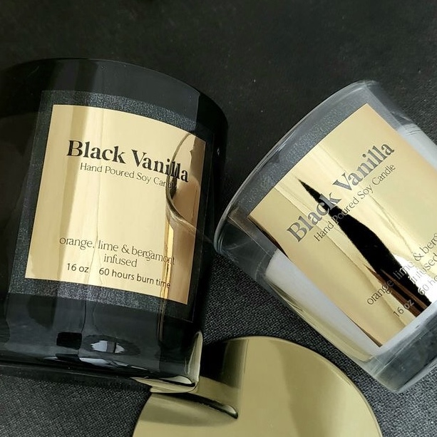 Personalised Candle Label - Custom Shiny Gold Silver Sticker For