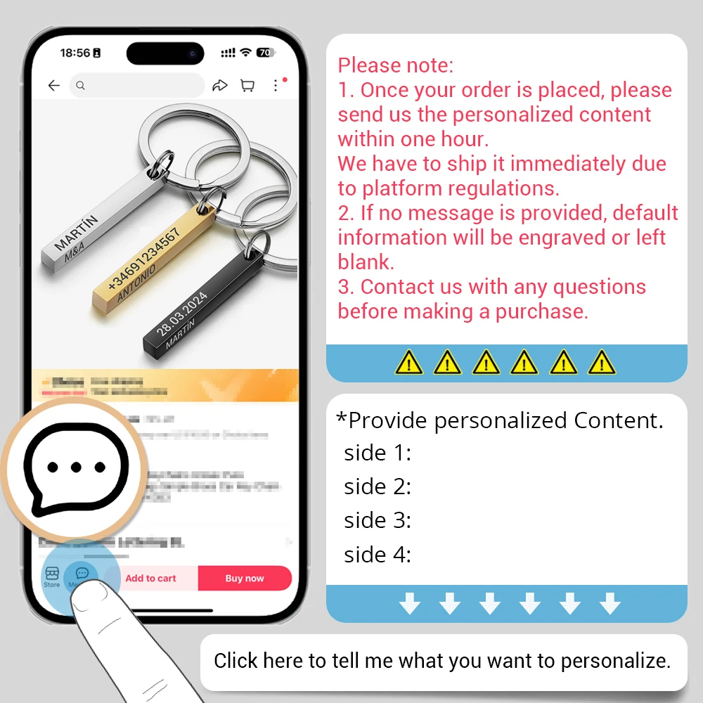 Personalized 3D Bar Keychain E - Initial Ring Custom recension och pris
