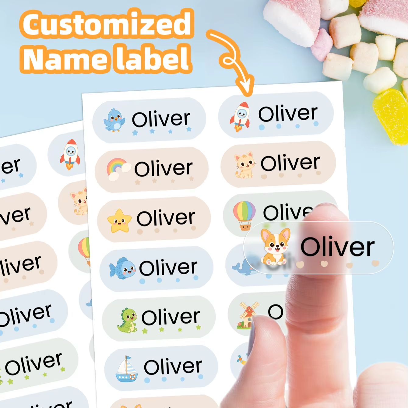 1-400PCS Custom Cartoon Name S - Personalised Candle Label recension och pris