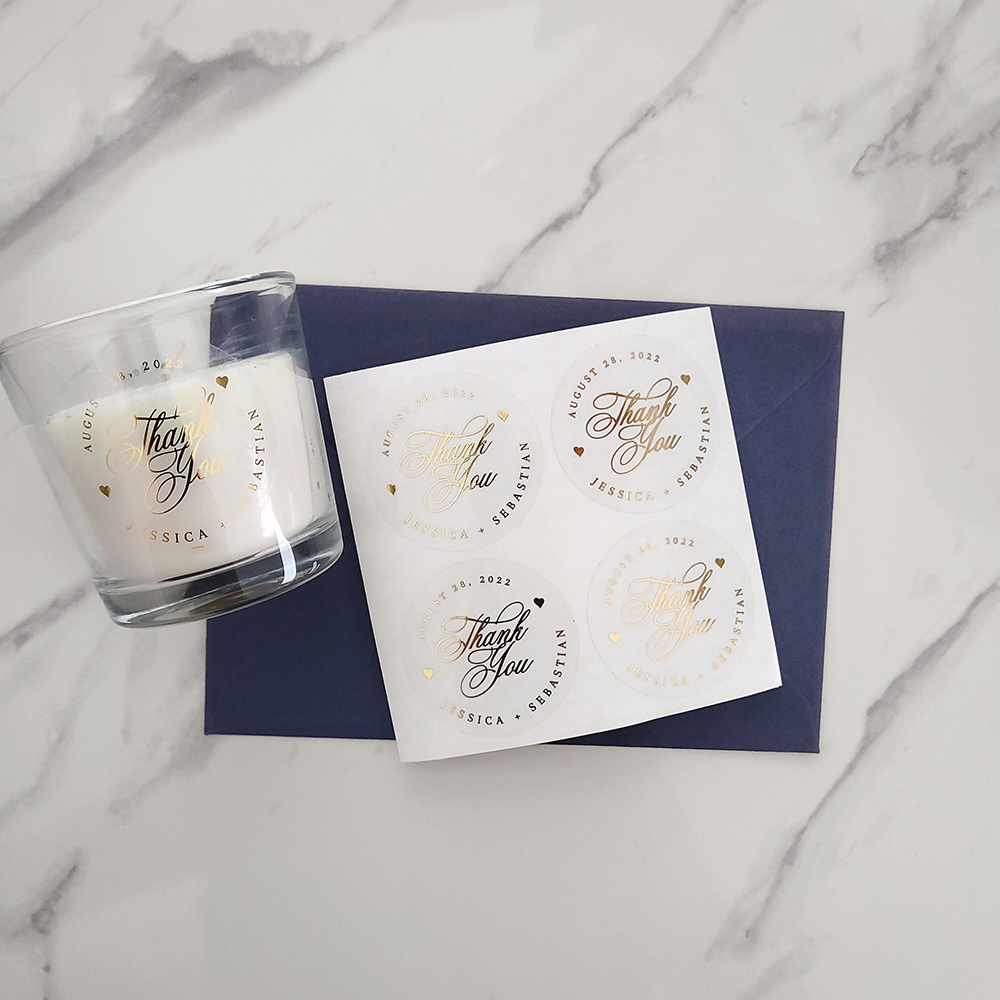 Custom 50pcs Round Gold Foil C - Personalised Candle Label recension och pris
