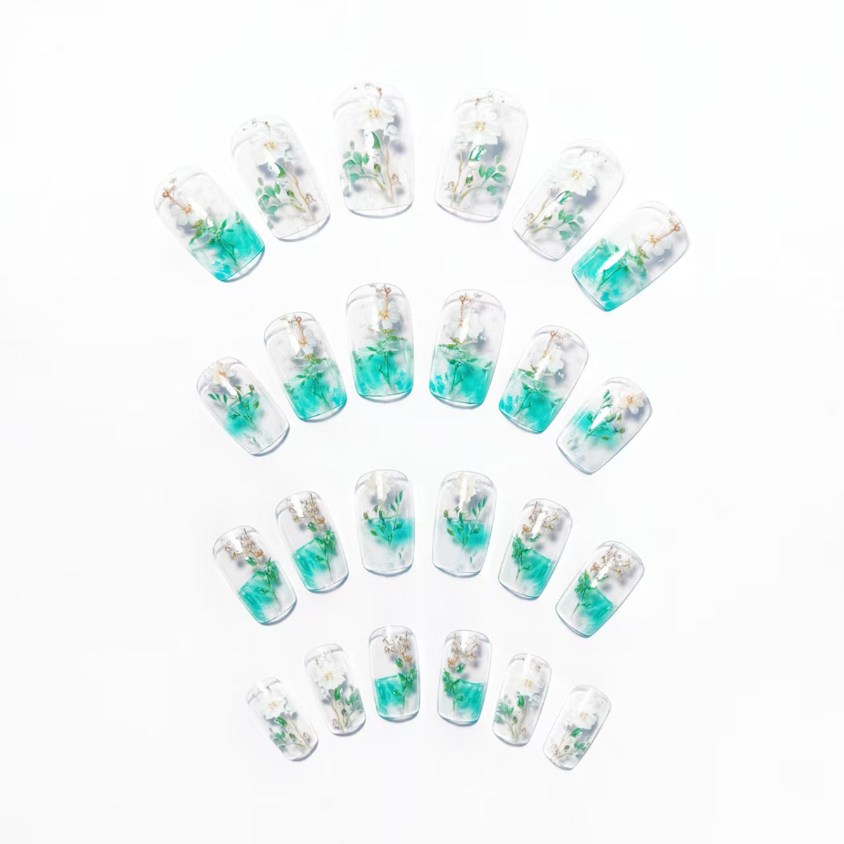 Medium fake nails for women gi - Pressed Flower Art recension och pris